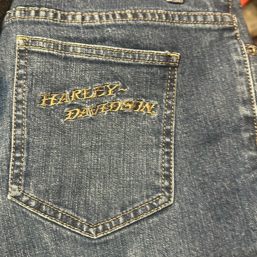 Harley Davidson size 4 long straight leg blue jeans price to sell